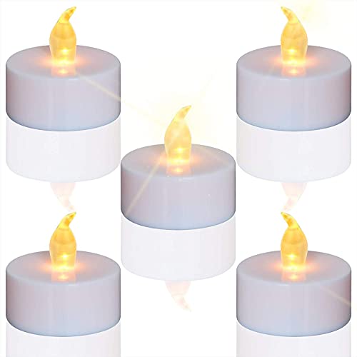 TEECOO LED Kerzen,24 Stück LED Teelichter Kerzen CR2032 Batterie betrieben Kerzen unscented flammenlose Teelicht (warmes Gelb,1 ×24) von TEECOO
