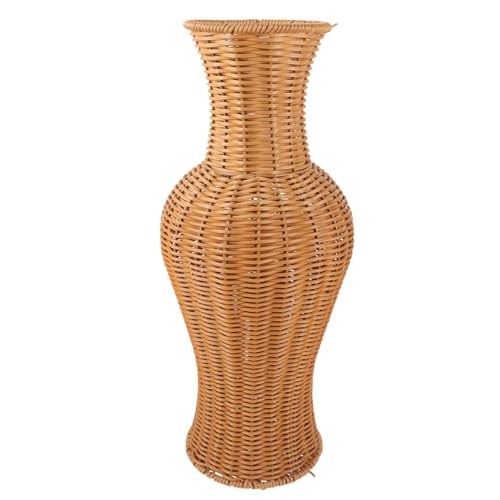 TEHAUX Rattanvase Blumen-pflanzenvase Pflanzkörbe Für Den Garten Vase Mit Blumenhalter Holzstäbe Zum Basteln Vase Aus Rattangeflecht Gewebte Bodenvasen Plastik Büro Strauß Schreibtisch von TEHAUX