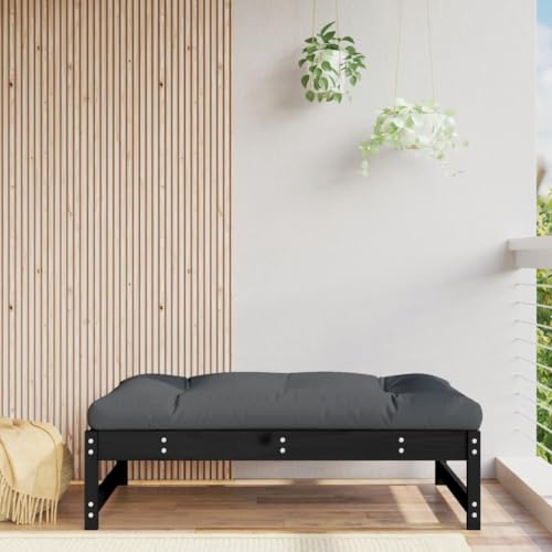 TEKEET Furniture Home Tools Gartenfußhocker schwarz 120x80 cm Massivholz Kiefer von TEKEET
