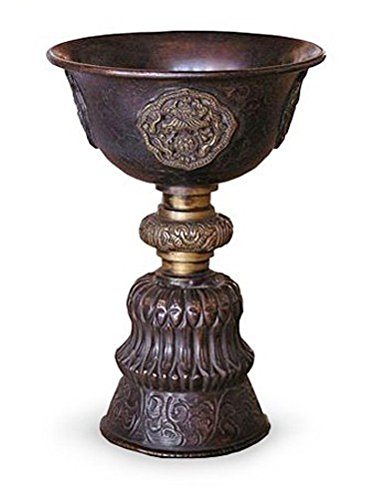 Räucherkelch Räuchergefäß Ghee-Lampe Bod 18 cm hoch aus Kupfer, Räucherschale tibetisch für Räuchern mit Räucherkohle Kräuter, Kelch Kerzenhalter Tibet von TEMPELWELT
