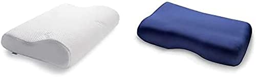 TEMPUR Original Schlafkissen, ergonomisches Nackenstützkissen für Seiten- und Rückenschläfer, Weiß, M (31 x 50 x 10/7 cm) Jersey-Bezug für SCHLAFKISSEN Millennium/Original S/M/L/XL blau von TEMPUR