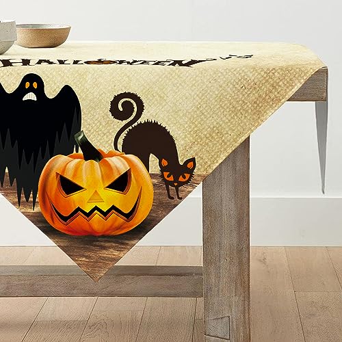 Katze Geist Kürbisse Halloween Tischwäsche, 85x85cm Halloween Tischdecke, Küche Dekoration drinnen draußen Urlaub Party Wohnzimmer Dekor von TERJBG