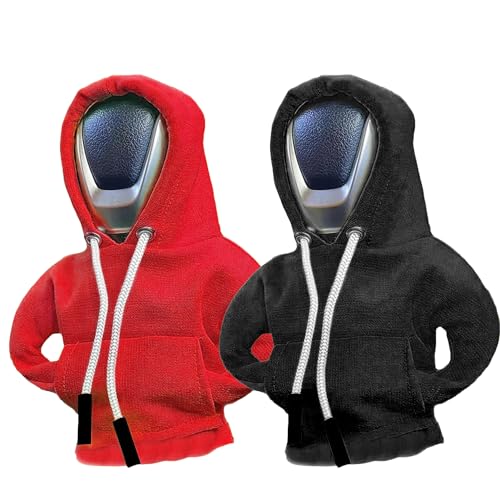 TERJBG 2 Stück Rot und Schwarz Auto Schaltknauf Abdeckung Schaltknauf Hoodie Schalthebel Hoodie, Schalthebel Auto, Auto Schaltknauf Hoodie Schaltknauf Hoodie für Schaltknauf Schaltknüppel von TERJBG