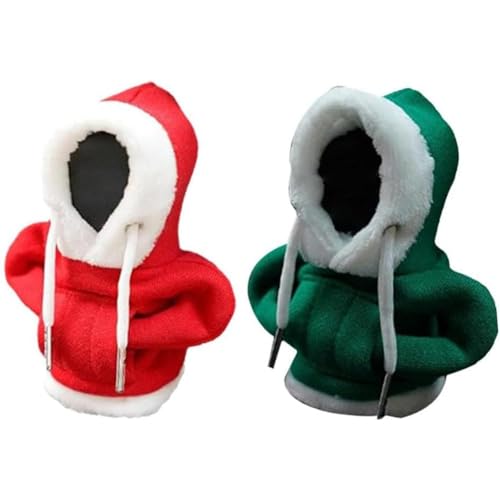 TERJBG 2 Stück Schalthebel Hoodie, Grün und Rot Schaltknauf Hoodie, Weihnachten Hoodie Auto-Schalthebelabdeckung für Schaltknauf Schaltknüppel für Weihnachtsdekoration von TERJBG