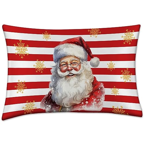 TERJBG Weihnachtskissenbezug, Weihnachtsdeko Winterliche Weihnachten Kissenbezug, 30x50cm Weihnachtsmann Zierkissenbezug Sofa Wohnzimmer Deko von TERJBG