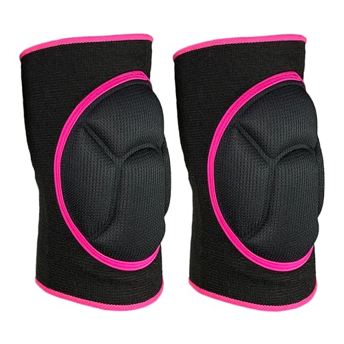 TERJBG Knieschoner,1 Paar Schwarz mit Rosa Rand Knieschoner mit dickem, Schwamm Rutschfest Knieschützer, Nylongewebe Knee Pads für Gartenarbeit, Reinigung, Bodenbeläge, Sport, Yoga von TERJBG