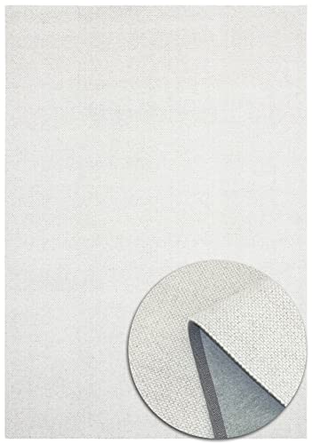 Handweb-Look Teppich - Weich - Skandinavischem Design - Wolle und Polyester - Wohnzimmer Schlafzimmer Esszimmer - Flur - Weiss - 160cm x 230cm von TESSO LIVING