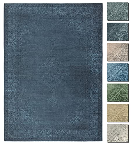 Kelim Vintage Teppich Laufer Blau 120 X 160 cm, Waschbar Boho Teppich Super Soft, Moderner Kurzflor Teppich von TESSO LIVING