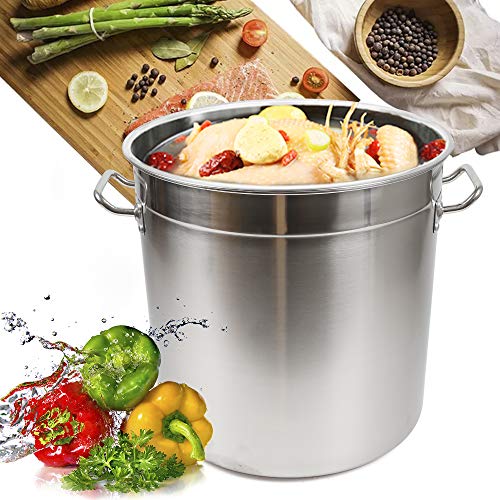 Edelstahl Kochtopf, 35L Kochtopf Suppentopf mit Deckel, Küchenutensil Edelstahl Topf groß, Kochtopf, Gemüse und Suppentopf, Dicke 3 cm, Gulaschkessel Campingkochtopf Edelstahl Topf Kochtopf von TESUGN