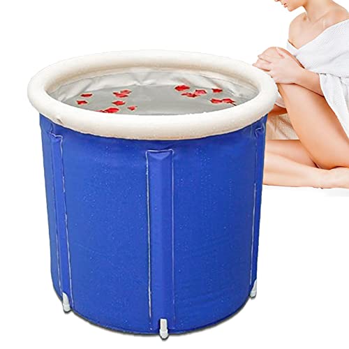 TESUGN Aufblasbare Badewanne, Erwachsene Faltbare Badewannen, 70x70cm Aufblasbar Tragbare Badewanne aus Spa für Eisbad Faltbare Rund Klappbare Badewanne Outdoor Bewegliche Badewanne, Blau von TESUGN