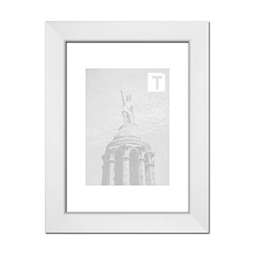 Echtholz-Bilderrahmen Franziska Weiß 60 x 80 cm Echtglas Antireflex 2mm hochwertig kantig schlicht von TEUTO BILDERRAHMEN