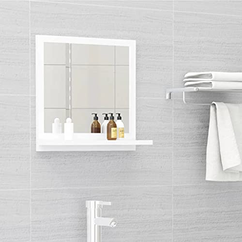 Spanplatte Badspiegel mit Spiegel und Ablagen Wandspiegel Badmöbel für Badezimmer und Waschraum 40 x 10,5 x 37 cm von TEWTX7