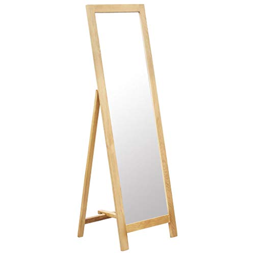 Standspiegel Ganzkörperspiegel Ankleidespiegel Holz 48 x 46,5 x 150 cm Garderobenspiegel Wandspiegel Massivholz Eiche von TEWTX7
