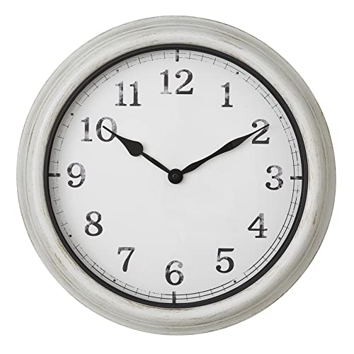 TFA Dostmann Analoge XL-Wanduhr Outdoor, 60.3067.02, große Uhr, im Retro Design, spritzwassergeschützt, aus Metall und mit Glas, für die Terrasse/Balkon, Weiß von TFA Dostmann