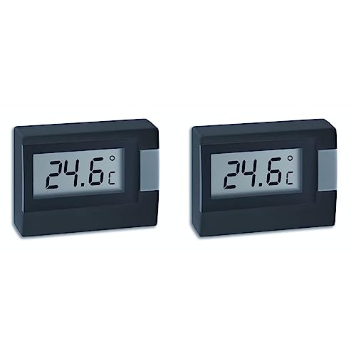TFA Dostmann Digitales Thermometer, vielseitig einsetzbar, Innentemperatur, Raumklima, Schwarz, (L) 54 x (B) 16 (30) x (H) 39 mm (Packung mit 2) von TFA Dostmann