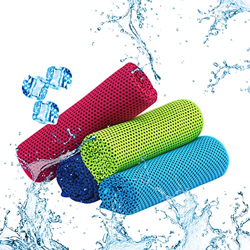 TGFIX 4 Stück Kühlendes Handtuch Sporthandtuch Mikrofaser Kühl Handtuch Atmungsaktive Kühlhandtuch Cooling Towel Kühltuch Fitnesshandtuch für Yoga Strand Golf Reisen Fitnessstudio Sport Schwimmen von TGFIX