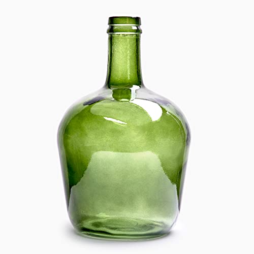 Handgefertigte Damajuana Glaskaraffe 4L Glatt olivgrün - Glasflasche oder Karaffe im mediterranen Stil für die Heimdekoration als Vase oder Vase von THE GLASS COMPANY