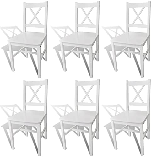 THOYTOUI Esszimmerstühle 6 STK. Essstühle Lounge Sessel Küchenstühle Esstisch stühle Geeignet für Aufenthaltsraum Bar Atelier Arbeitszimmer Weiß Kiefernholz von THOYTOUI
