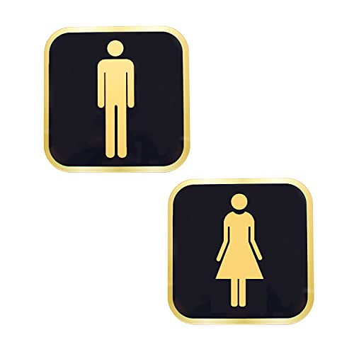 WC Schild, TIANLIN 2 Stück WC Schilder, Gäste WC Schild, Goldgemustertes WC Schild, Geeignet für Einkaufszentren, öffentliche Toiletten von TIANLIN