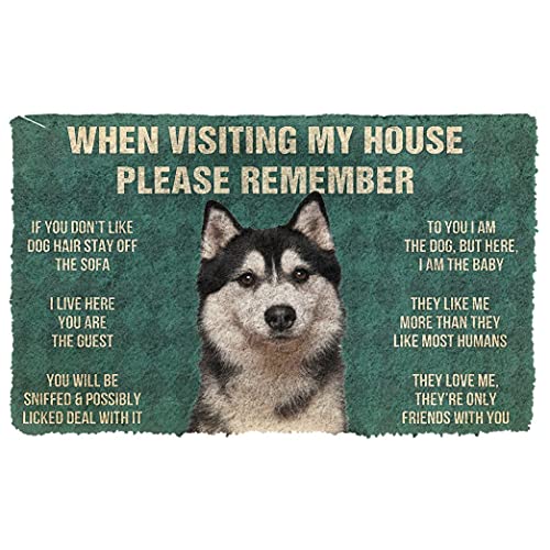TIANTURNM Fussmatte Aussen Haustür Fußabtreter Bitte Denken Sie an die Hausregeln von Husky Dogs Fußmatte deko Wohnzimmer 24"x36" von TIANTURNM