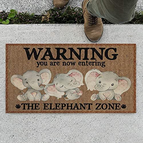 TIANTURNM Fussmatte Aussen Kleine Elefanten Fußmatte Home Decor Wärmend Sie betreten die Elefantenzone deko Wohnzimmer 16"x24" von TIANTURNM
