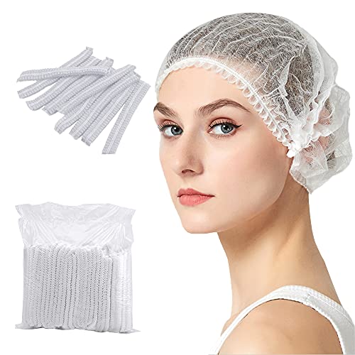TIE-DailyNec 200 Stück Einweg-Haarnetze Haarnetz-Kappen, Arbeitsmütze Haarnetz elastisch Einweg-Haarnetz, für Küche Kochen Heimindustrie (Weiß) von TIE-DailyNec
