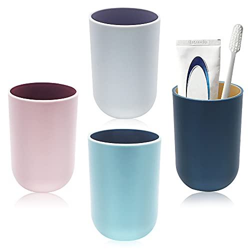 TIE-DailyNec 4PCS Waschen Zahnputzbecher, Mundwasser Tasse, Tragbarer Plastikbecher für das Badezimmer Tragbarer Reise Mundbecher von TIE-DailyNec