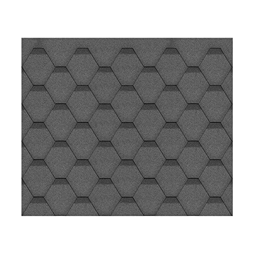 Bitumenschindeln-Set Hexagonal Rock H391BLACK, Schwarz Bitumen-Dacheindeckung Timbela M391 für Gartenhaus von TIMBELA