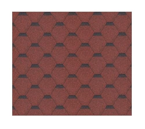 TIMBELA Bitumenschindeln-Set Hexagonal Rock H386RED, rote Bitumen-Dacheindeckung M386 für Gartenhaus von TIMBELA