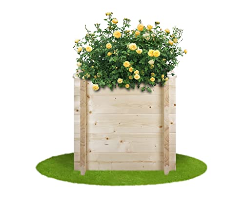 TIMBELA Hochbeet Holz - 58x38xH57 cm - Hochbeete für Garten - Kräuterbeet - Blumenkasten Holz - Pflanzkasten Holz - Hochbeet Balkon Garten Terrasse - Solid 28 mm Pine/Spruce Wood M611 von TIMBELA