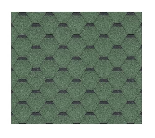 TIMBELA Satz Bitumenschindeln (Schindeln + Nägel) – Hexagonal Rock-Dachbitumen – hochwertiger Saz Bitumenschindeln für das Gartenhaus M520 – Grün von TIMBELA