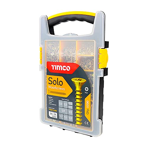 TIMCO Solo Woodscrews Holzschrauben, Senkkopf, 1200 Stück, goldfarben von TimCo