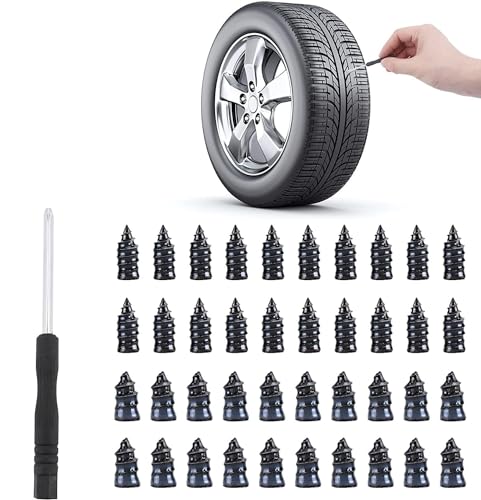 100 Stück Vakuum Reifen Reparatur Nagel,Reifenreparatur mit Schraubendreher Gumminagel Reifen Nagel Reifenreparaturnägel 2 Größen Schlauchlose Reifen Reparaturset für Auto Motorrad KFZ LKW von TINMAGI