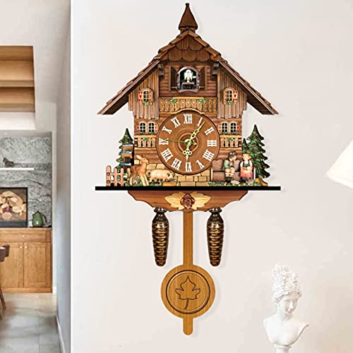 TIXBYGO Kuckucksuhr, Batteriebetriebenes Kuckucksuhren Clock Kuckucksuhr Modern Kuckucksuhr Für Kinder Kukuks-Uhr Für Wohnzimmer Schlafzimmer Küche Restaurant Café Dekoration, 25 * 10 * 46cm von TIXBYGO