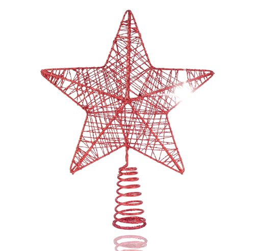 Weihnachtswunder® Baumspitze rot Stern - Christbaumspitze Baumspitze Spitze Aufstecker für Tannenbaum Tannenbaumspitze Weihnachtsbaum Weihnachten von TK Gruppe Timo Klingler