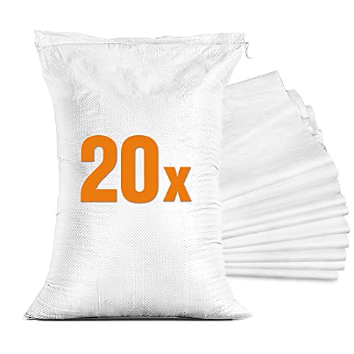 TK THERMALKING 20x Sandsäcke für Hochwasser - Sandsack leer mit Zugband zum Befüllen – Hochwasserschutz Kellerfenster – PP Gewebesack Weiß (40 x 60 cm) von TK THERMALKING