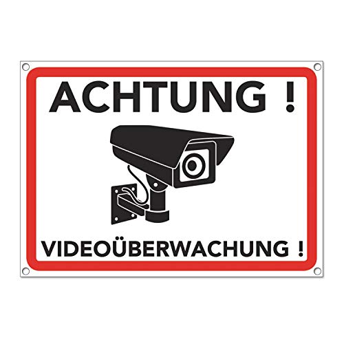Achtung Videoüberwachung Schild - Warnschild - Hinweisschild für Kameraüberwachung - Video Überwachungsschild - Dieser Bereich wird videoüberwacht (20x15 cm) (1 Stk. Achtung Videoüberwachung) von TK THERMALKING