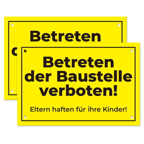 Betreten der Baustelle verboten Schilder –Schild Eltern haften für ihre Kinder – PVC-Hartschaumplatte (30 x 20 cm) (2) von TK THERMALKING