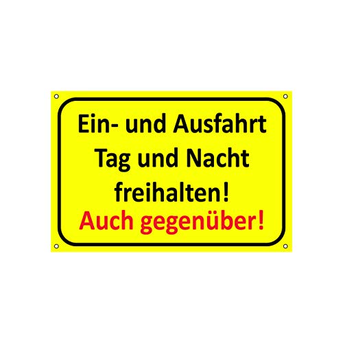 Einfahrt freihalten Schilder - Ausfahrt freihalten Schild - auch gegenüber - Parken verboten - Garage Tag und Nacht freihalten (30x20 cm) (1 Stk. Einfahrt freihalten Tag und Nacht) von TK THERMALKING