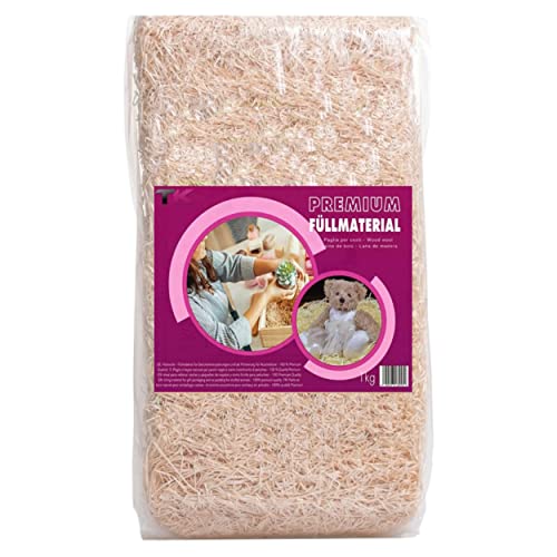 Füllmaterial für Pakete - 2,5 Kg Holzwolle für Geschenkkorb - naturbelassenes Ostergras - Deko Stroh - perfekt als Füllung für Verpackungen - Premium Qualität (2,5 Kg Holzwolle) von TK THERMALKING