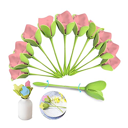 Blühen Blume Papier Handtuch Serviettenhalter, Grüner Kunststoff Blumen Serviettenhalter Serviettenringe(12 PCS) von TK28MN