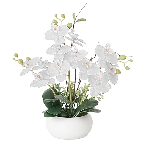 Kunstpflanze Orchideen Künstliche Deko Blumen Kunstblumen Wie Echt Mit Real-Touch Blüten im Keramiktopf Tischdeko Fensterbank Deko, Höhe 35cm von TK28MN