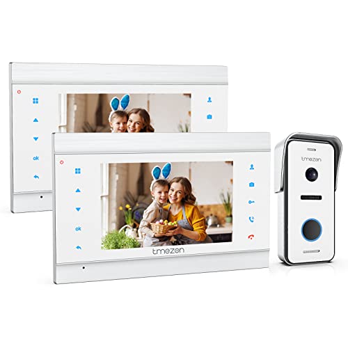 TMEZON Video Türsprechanlage Türklingel Intercom System, Türsprechanlage mit 7 Zoll 2-Monitor 1-Kamera Für 1-Familienhaus, Nachtsicht, Automatisch Snapshot/Aufnahme,2 Draht Technik, 1080p von TMEZON