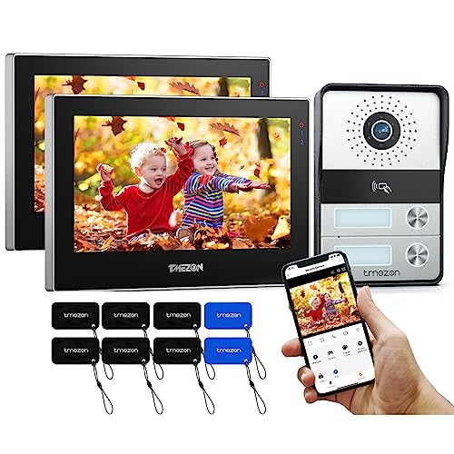 TMEZON WLAN IP Video Türsprechanlage 2-familienhaus mit 7 Zoll Touch Screen,1080P Türklingel mit Kamera,2 Draht Technik,Nachtsicht, APP/Swipe Card Unlock, Snapshot/Aufnahme,2 Familien von TMEZON