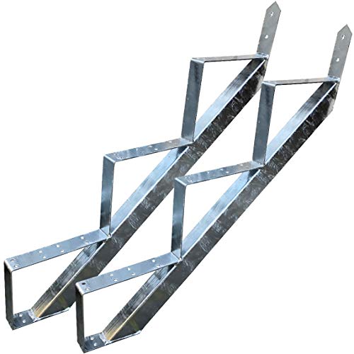 3 Stufen Treppenrahmen Stahl-Treppenwange Treppenholm Geschosshöhe 53cm Verzinkt/Ideal für den Einsatz im Innen und Außenbereich von TMM