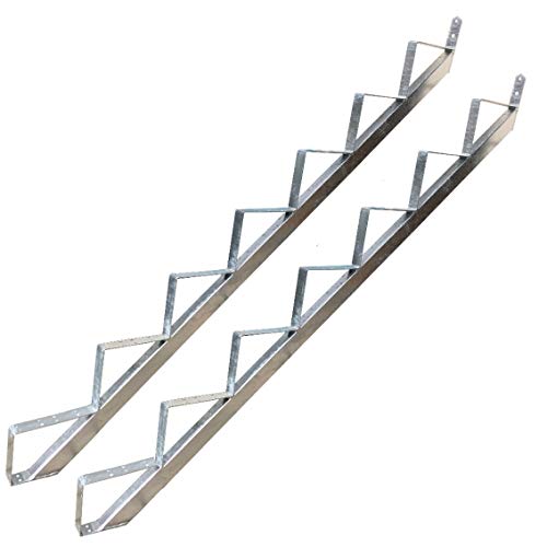 7 Stufen Treppenrahmen Stahl-Treppenwange Treppenholm Geschosshöhe 129cm Verzinkt/Ideal für den Einsatz im Innen und Außenbereich von TMM