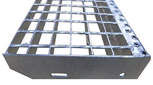 Treppenstufe Trittstufen Metalltreppe Gitterroststufen feuerverzinkt/Tiefe 24cm Breite 140cm / Maschenweite: 30/30 mm/Ideal für den Einsatz im Innen und Außenbereich von TMM