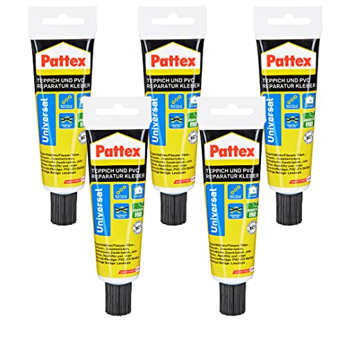 Pattex Teppich und PVC Kleber, verkleben und reparieren von Bodenbelägen, gebrauchsfertig, für den Innenbereich, sehr schnelle Anfangshaftung, Lösemittelfrei, weiß, 5x 65g von TMPpro