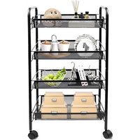 Aufbewahrungswagen, Home Organizer, 4 Lagen, 83,5 x 46 x 27 cm, Schwarz, Material: Eisen von TODECO