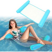 Wasserliege Aufblasbares Schwimmbett Wasserhängematte Luftmatratze Schwimmende Wasser Schwimmliege Swimmingpool luftbett Frühlings Floss Blau von TOLLETOUR